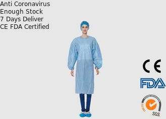 Scrub Medis Sekali Pakai Warna Biru Bernapas Dengan Bahan SMS